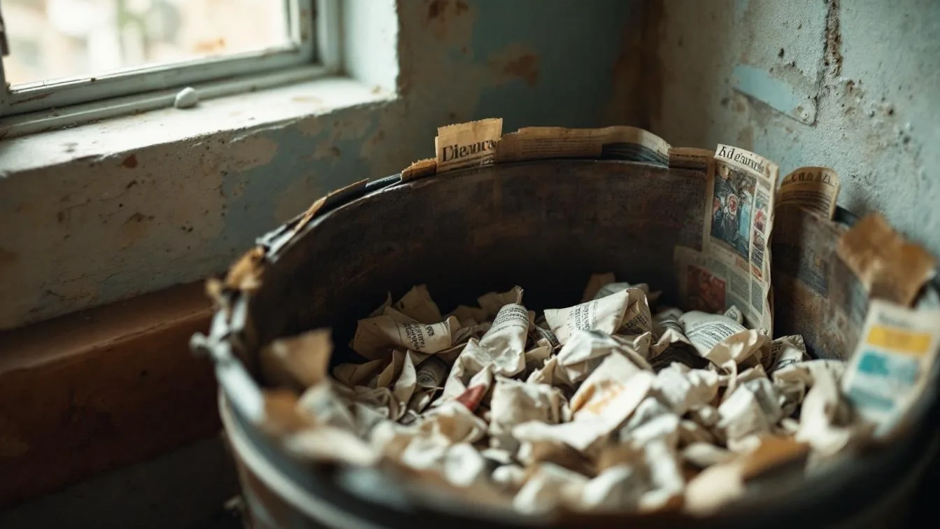 Giornali vecchi nel fondo della pattumiera: il trucco per assorbire i liquidi
