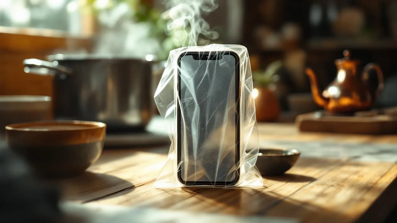 Pellicola trasparente sul telefono: il trucco per cucinare senza sporcarlo